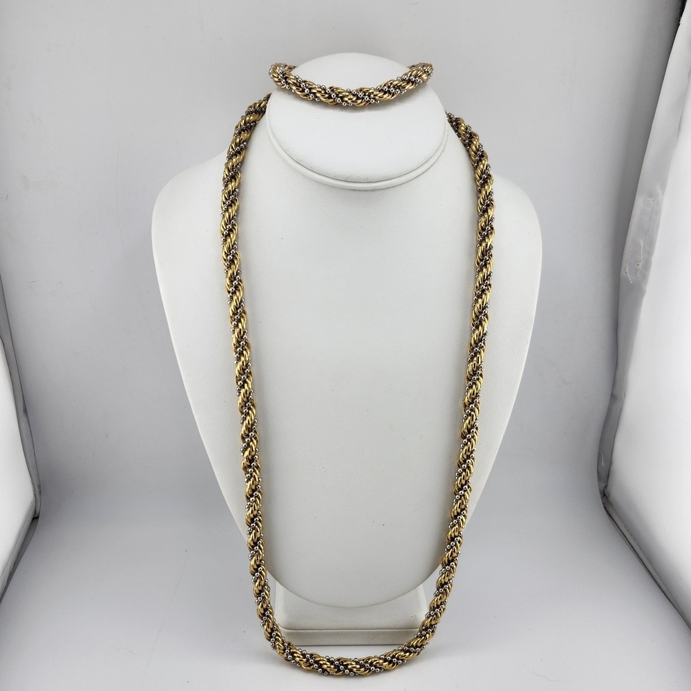 Vintage Gold And Silver Tone Necklace And And Bracelet‎